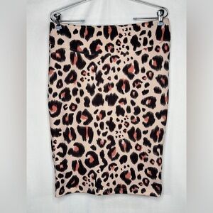 Kardashian Kollection Wild Print Pencil Skirt Leopard Sz L